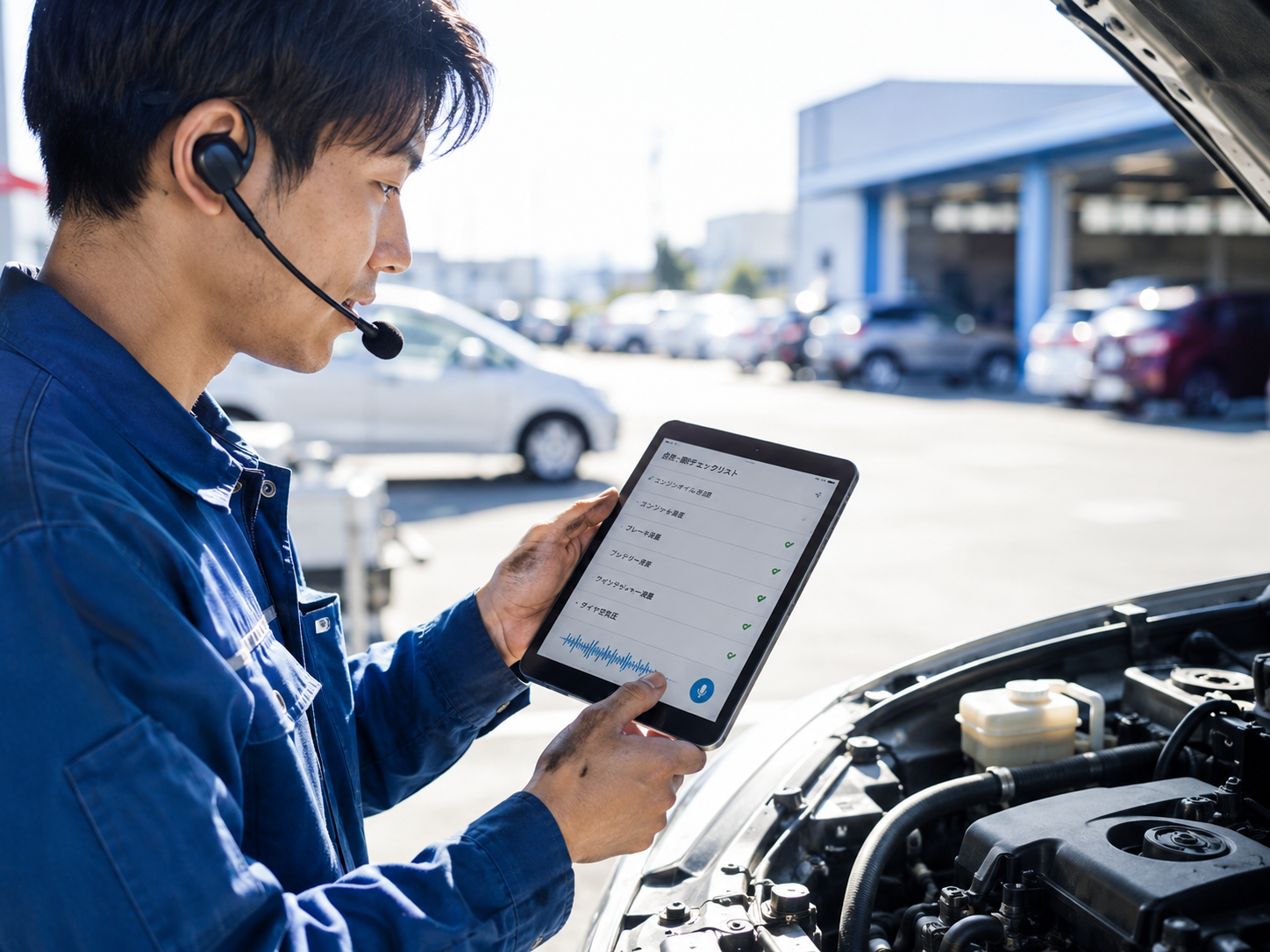 AIの解析結果を現場で確認する様子